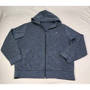 Polo Ralph Lauren Double Knit Full Zip Hoodie Mens XL Blue Eclipse Heather Navy